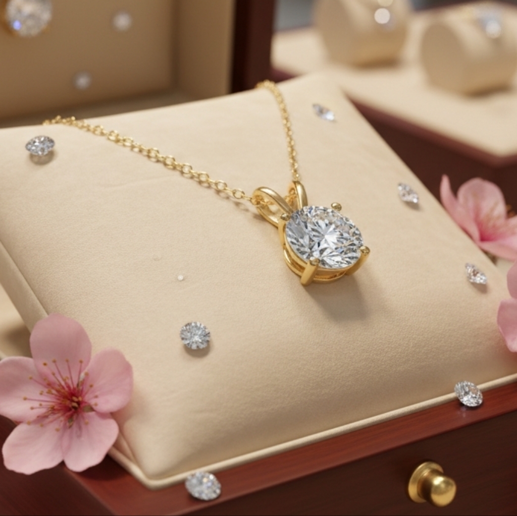 Moissanite Solitaire Pendant Necklace 96$